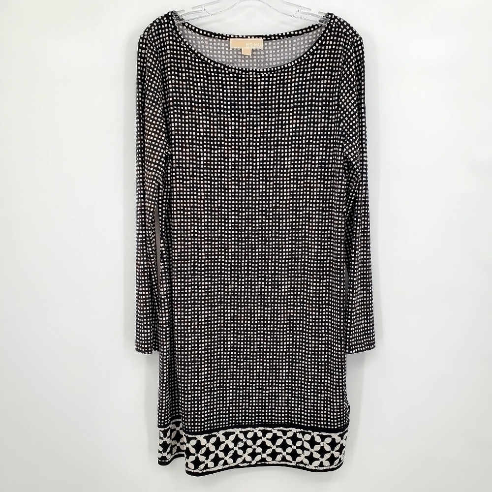 Michael Michael Kors Black White Stretchy Casual Shift Dress